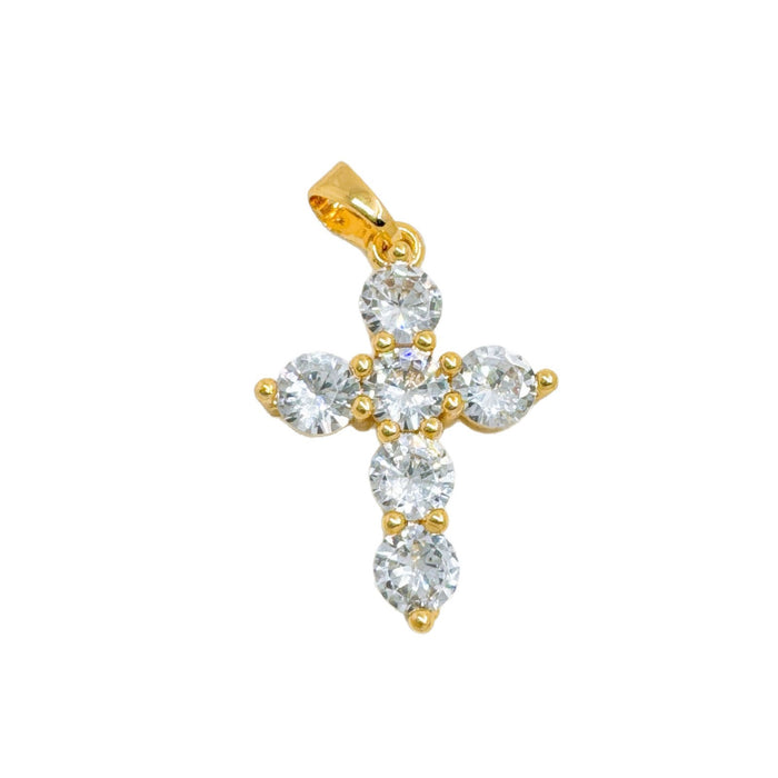 Wholesale Rock Sugar Cross Necklace Gold Plated Copper Fashion Accessory