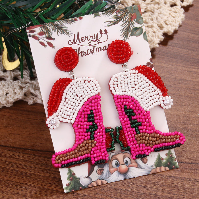 Wholesale Christmas Series Deer Boots Earrings