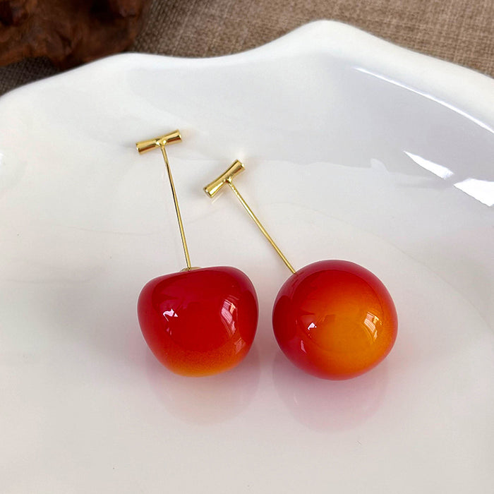Wholesale Resin Cherry Earrings - Trendy Fruit Design Fashion Accessory