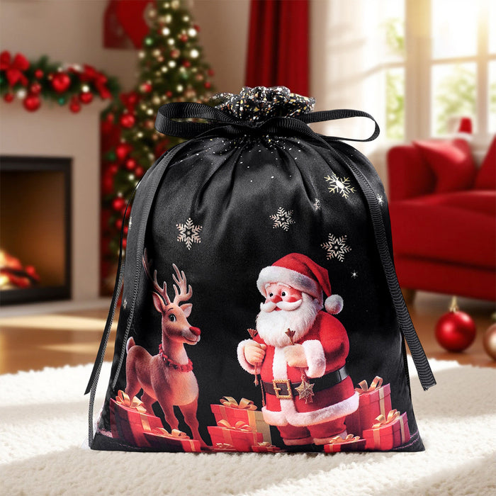 Wholesale Christmas Candy Custom Bag  Satin Double Drawstring Storage Bag Drawstring Christmas Gift Bag Gift Bag