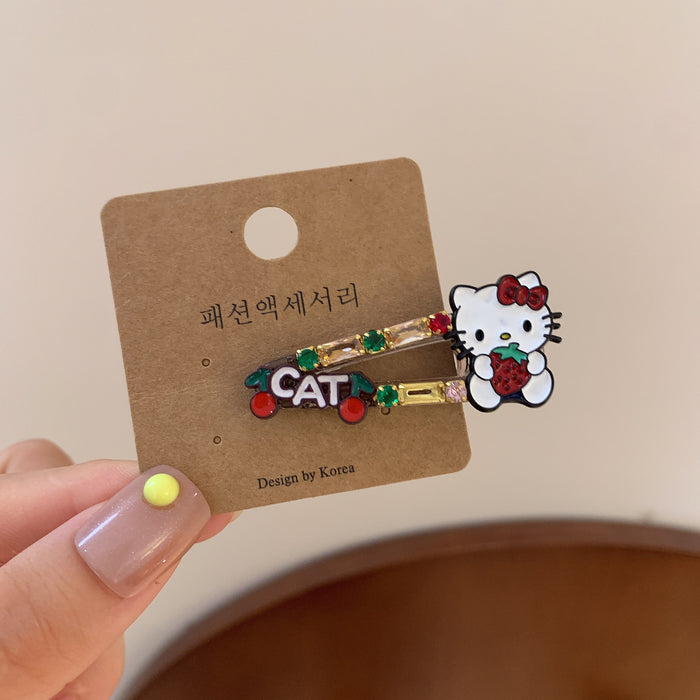 Wholesale Hair Clip Colorfulful Crystal Cat Bangs Side Clip Colorful crystal cat bangs hairpin