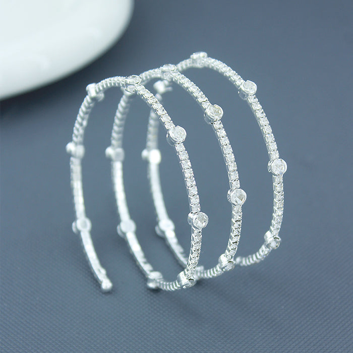 Wholesale Steel Wire Stretch Wrapping Multi-layer Personality Trend Full Diamond Bracelet