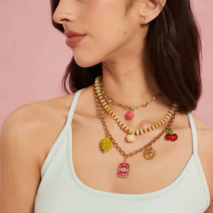 Wholesale New fashion trend titanium steel necklace with pendant, personalized temperament, fruit necklace, color preservation wholesale