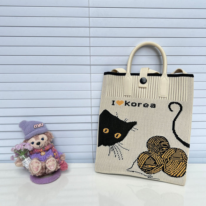 Wholesale Cute cartoon knitted bag,  knitted handbag,  crossbody shoulder bag,  must-have for travel