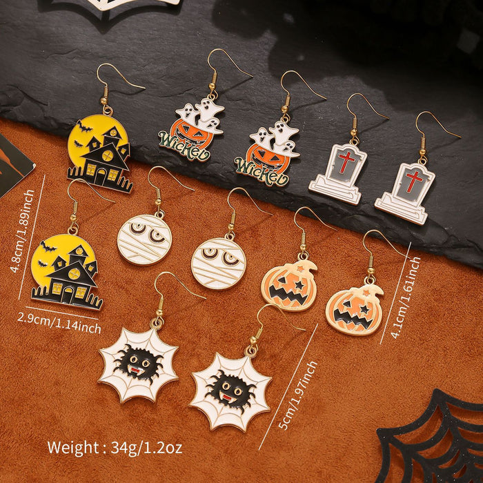 Wholesale Cute cartoon style ghost pumpkin head design pendant earrings set  earrings for women