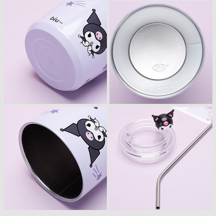 Wholesale Cute Cartoon Stainless Steel Portable Straw Thermos Cup for Students