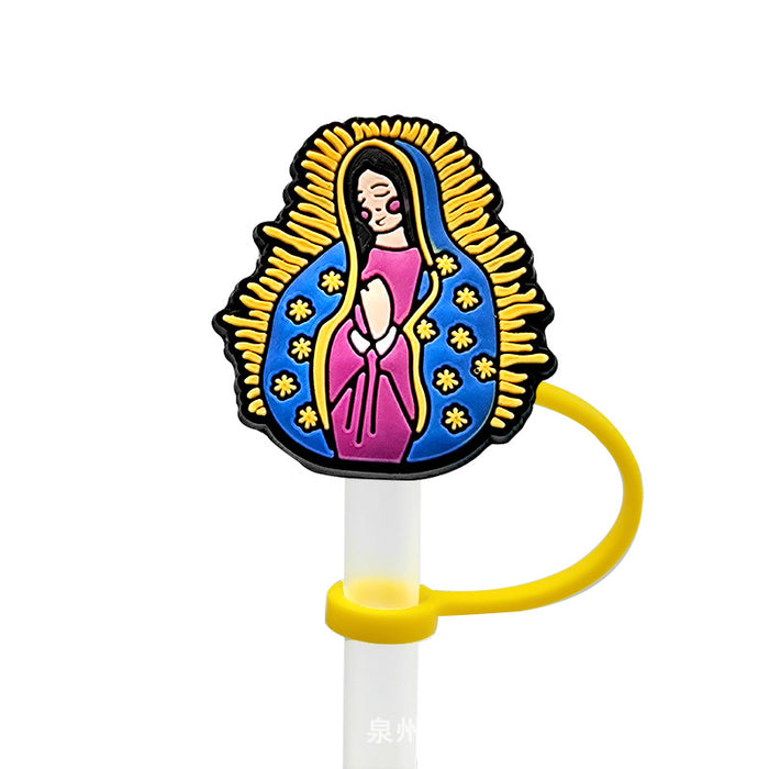 Wholesale Series Cartoon Straw Cover Straw Cap Silicone Dust Stopper Cute Anime Straw Decoration Cross border