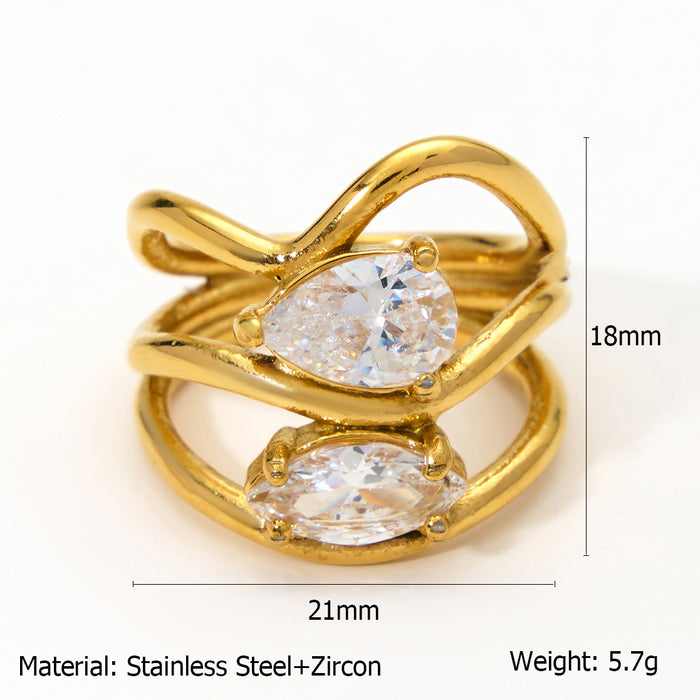 Wholesale Original design, high-end feel, stainless steel zircon inlaid ring, fashionable irregular bracelet