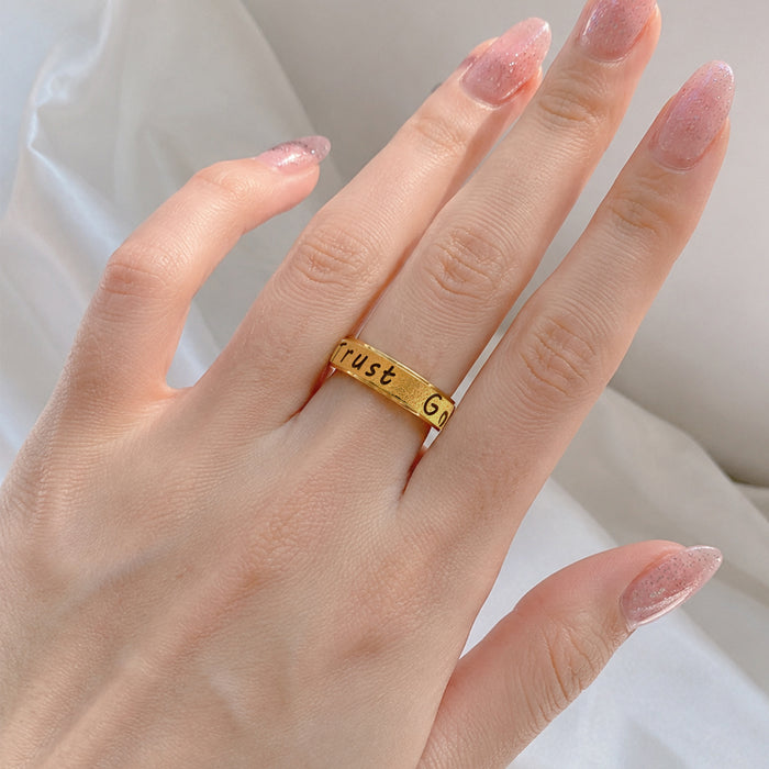 Wholesale Gold Plated Rotatable Engraved Stainless Steel Inspirational Ring
