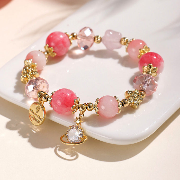Wholesale Pink Crystal Bracelet Beaded Jewelry Planet Bracelet