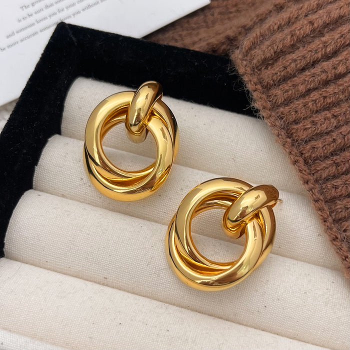 Wholesale Chic Metallic Hoop Stud Earrings