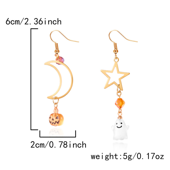 Wholesale  earrings for women creative personality five-pointed star asymmetric pumpkin ghost  party earrings