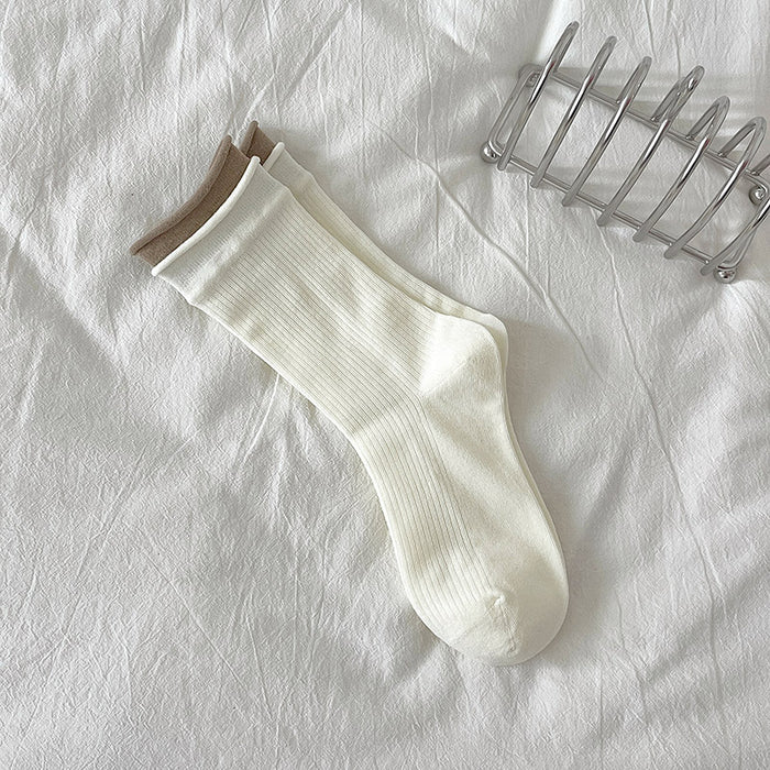 Wholesale Long socks with rolled edges and boneless middle tube socks, versatile and loose fit