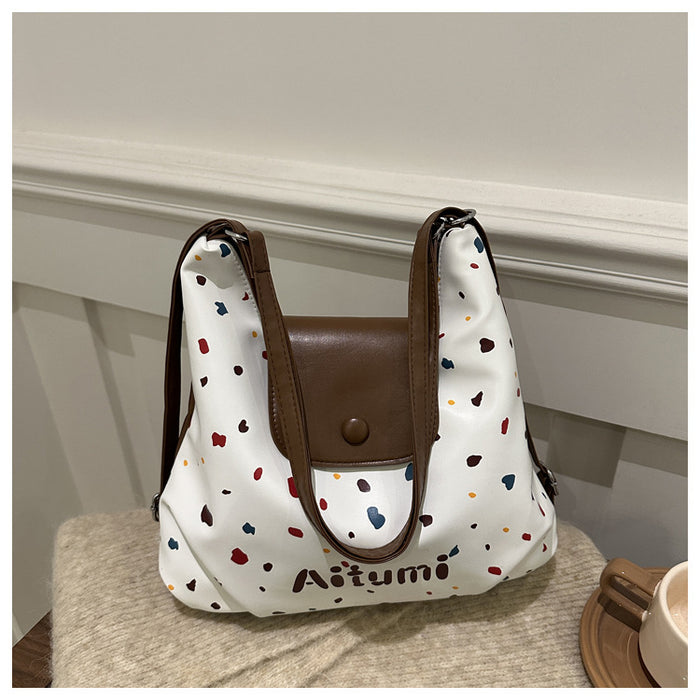 Wholesale New retro large capacity single shoulder commuting wave point fashionable versatile tote bag