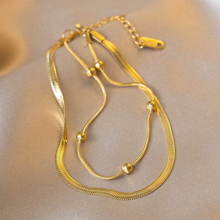Wholesale 2pcs Simple and stylish  snake chain cross- hop jewelry chain set stainless steel chain necklace