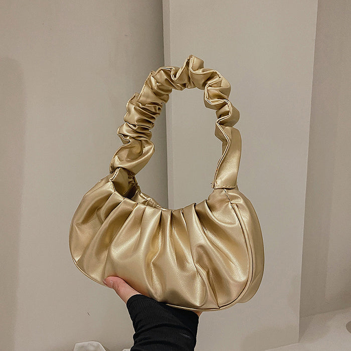 Wholesale New solid color cloud pleated bag, minimalist shoulder bag