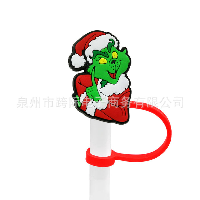 Wholesale Cartoon style straw cover, straw cap, silicone dust stopper, cute anime party straw decoration