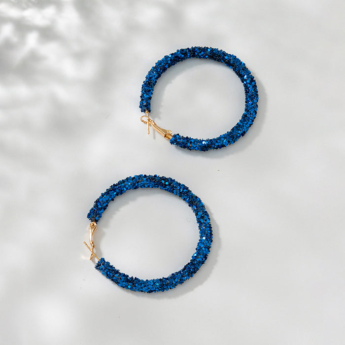 Wholesale Candy-colored shiny rice bead large hoop earrings for women,  sweet earrings