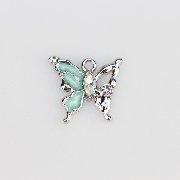 Wholesale Butterfly pendant alloy multi-color oil drop pendant bracelet necklace accessories DIY jewelry accessories