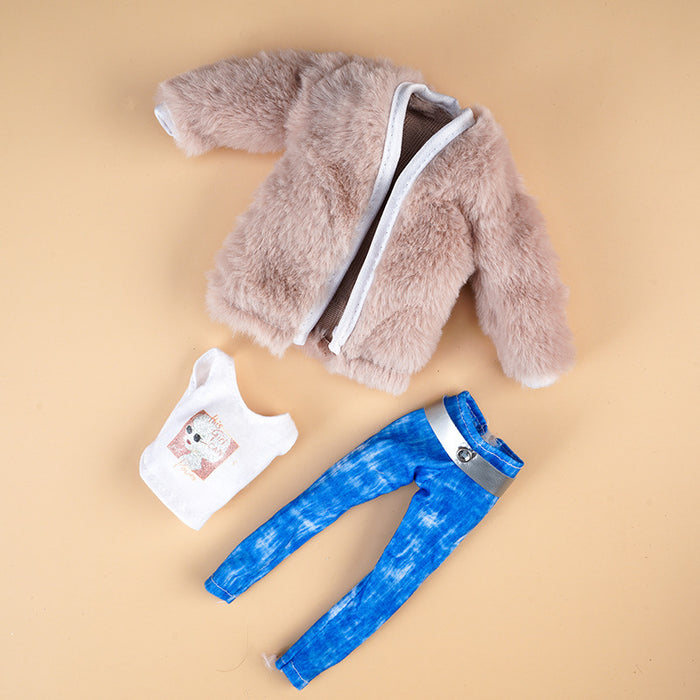 Wholesale Doll clothes plush vest coat skirt suit