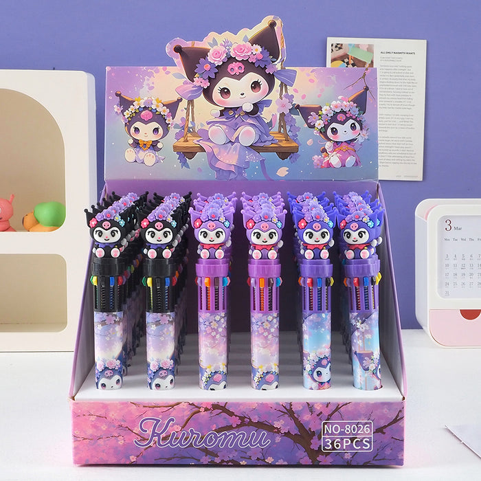 Wholesale 36pcs Halloween Soft Rubber Grip 10-Color Ballpoint Pen Set Cartoon Design