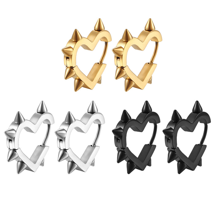 Wholesale Titanium steel heart-shaped cone stainless steel earrings