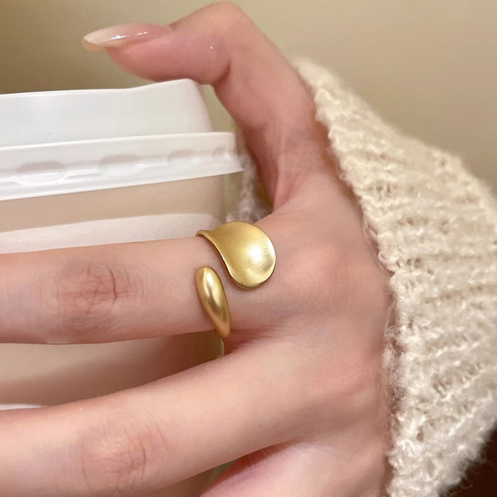 Wholesale Irregular matte ring for women, niche and unique design, index finger ring, light luxury and high-end open mouth ring