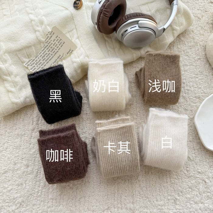 Wholesale Autumn and winter socks, children's wool mid tube socks, brushed solid color, versatile long socks, pile socks