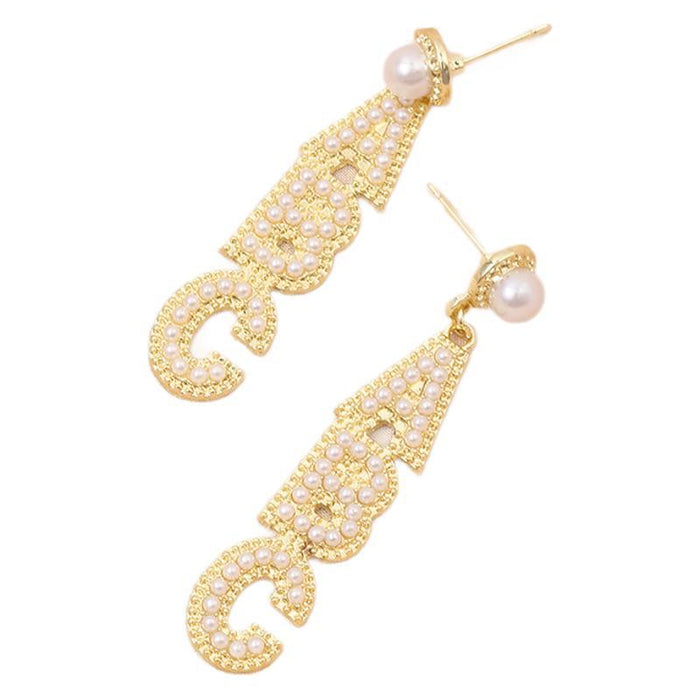 Wholesale  Studs Imitation Pearl Niche Design Pearl English ABC