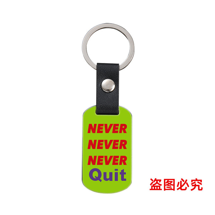 Wholesale Inspirational Positive Color Printing Leather Buckle Metal Keychains JDC-KC-GangGu052