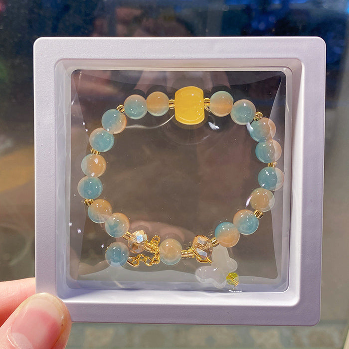 Wholesale Butterfly Bow Glass Bead Bracelet for Kids Trendy Jewelry Accessory MOQ≥3