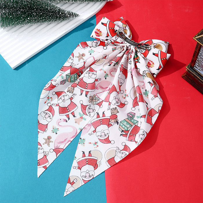 Wholesale Christmas Hairpin Bow Ribbon Spring Clip  Holiday Party Decoration Gift Hair Accessories