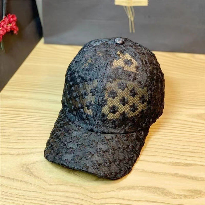 Wholesale Hat lace flower baseball cap fashionable and versatile, showing temperament, sun shading hollow duckbill cap
