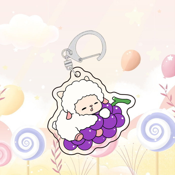 Wholesale Cartoon Cute Zodiac Keychain Acrylic Hanging Fruit Animal Bag Decoration Pendant School Bag Accessories Gift