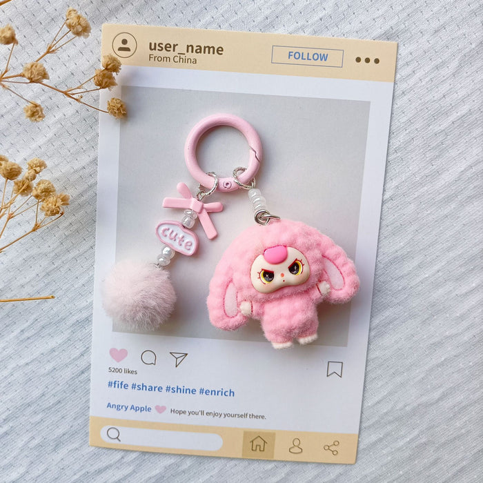 Wholesale Flocking jewelry accessories cartoon cute keychain bag pendant cute small pendant