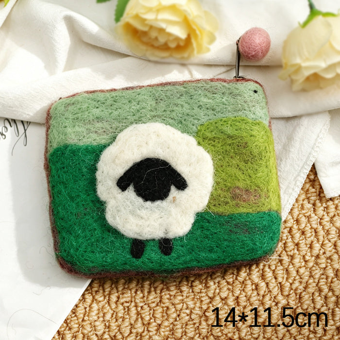 Wholesale Modern Felt Sheep Coin Purse Cute Cartoon Animal Phone Bag MOQ≥10