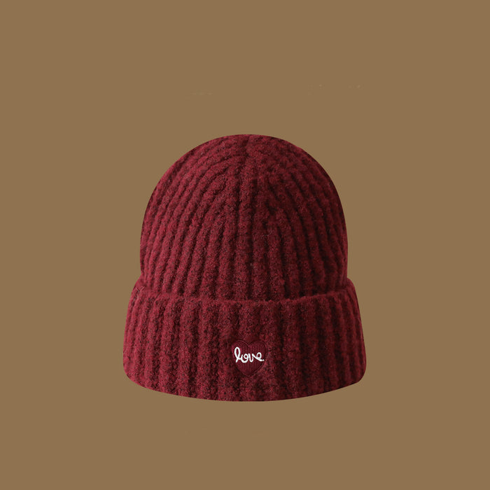 Wholesale Heart-embroidered knitted wool hat