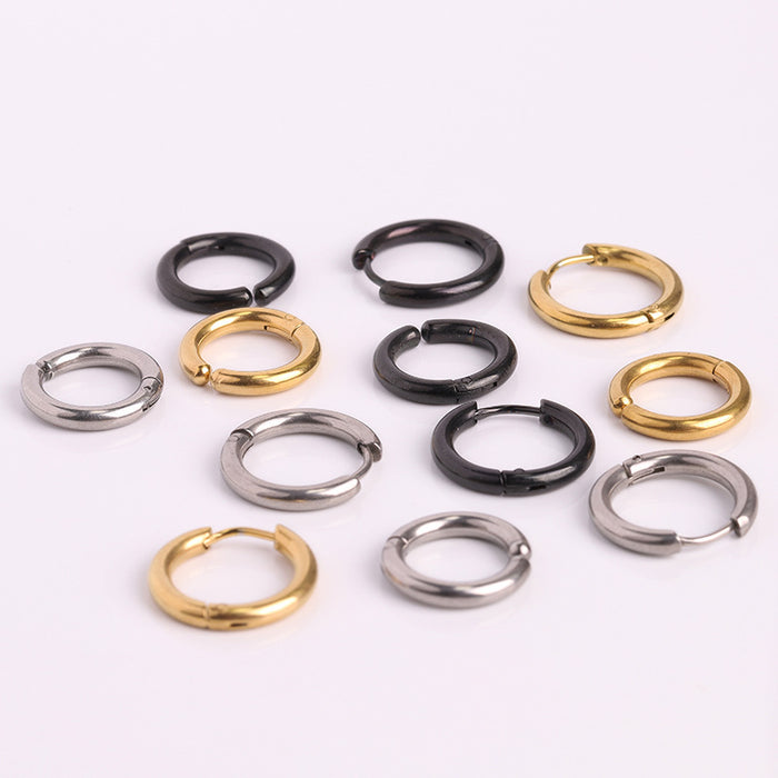 Wholesale Titanium Steel Round Wire Earrings Exquisite Ear Care Set Small Earrings JDC-ES-RX001