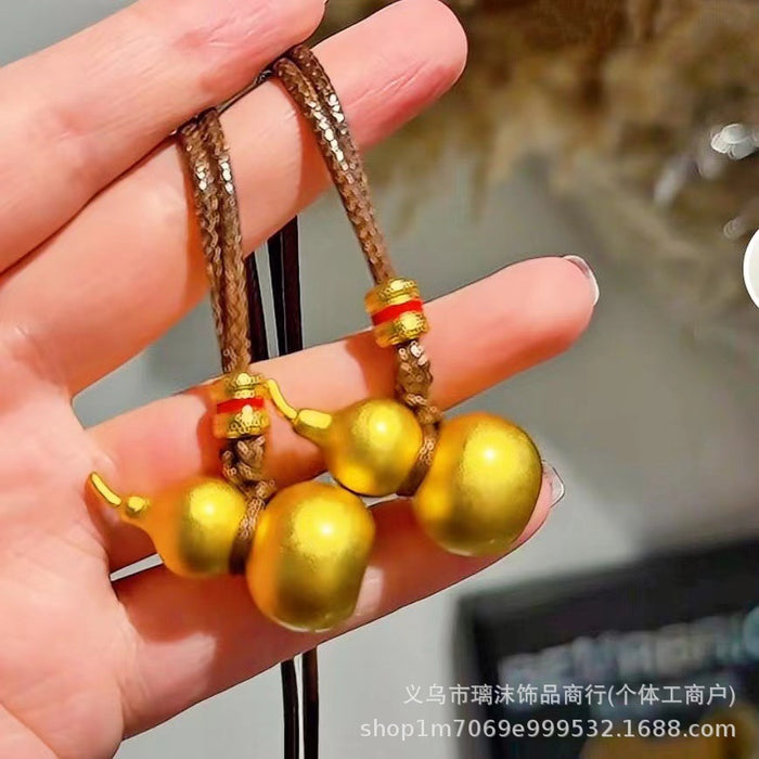 Wholesale Sand gold gourd woven rope necklace, long and niche design, lucky fortune pendant, couple style, safe