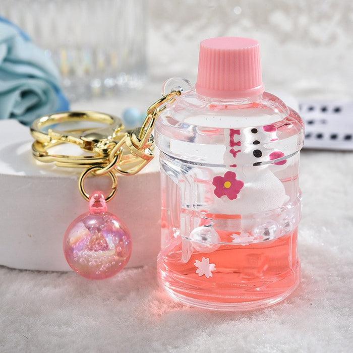 Wholesale Quicksand Bottle Cartoon Kitten Keychain