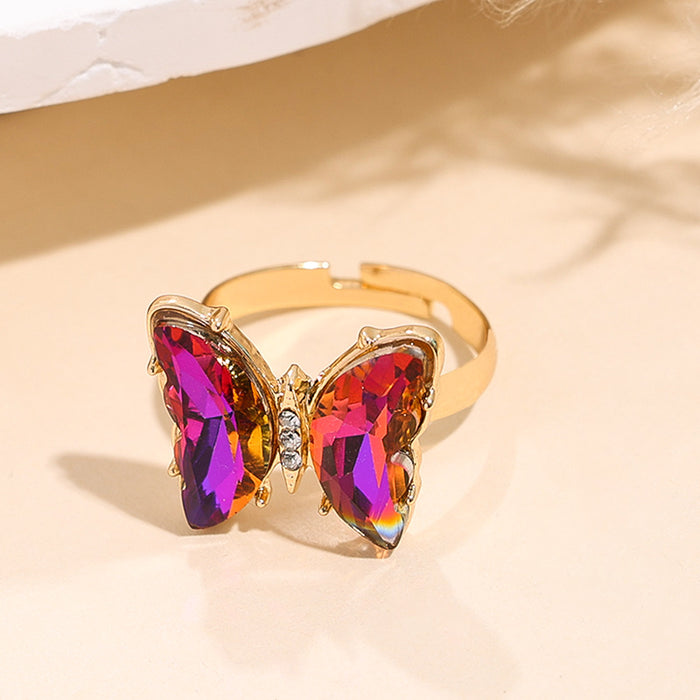 Wholesale Trendy Butterfly Jewelry Set Earrings Necklace Ring Alloy Fashion Accessory