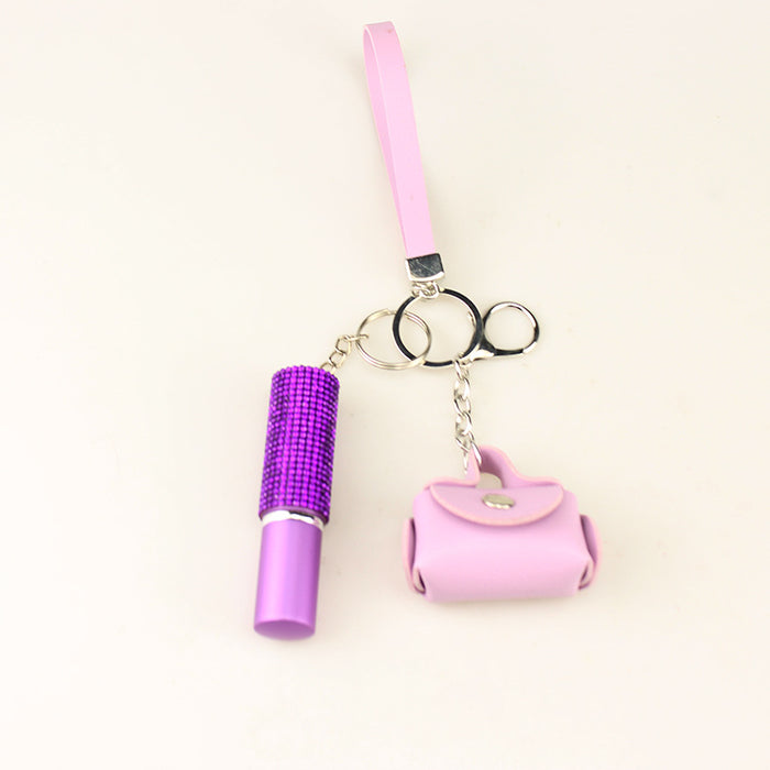 Wholesale Coin Purse with Diamond 5ml Perfume Spray Empty Bottle Plastic Keychain JDC-KC-TouMS055