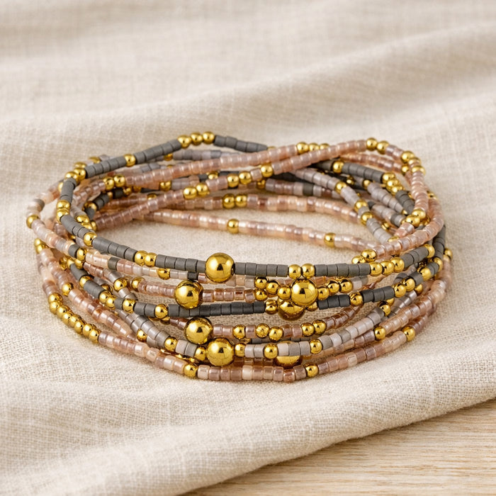 Wholesale Handmade Bohemian Glass Bead Bracelet Set - 9 Colorful Unisex Pieces