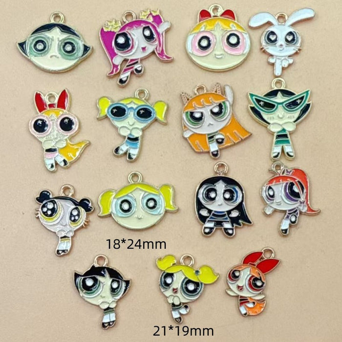Wholesale 10pcs DIY Cartoon Cute Girl Alloy Resin Jewelry Pendant Necklace Earrings