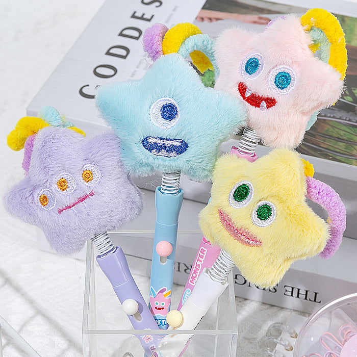 Wholesale Star monster plush doll gel pen creative cute rocking pen plush pen 0. 5mm black water pen