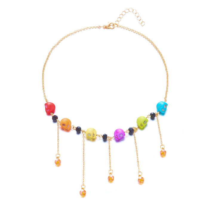 Wholesale  funny necklace ghost pumpkin skull tassel multi-element pendant short necklace