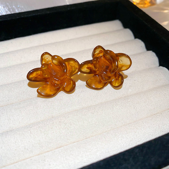 Wholesale  silver needle geometric irregular resin earrings heart earrings