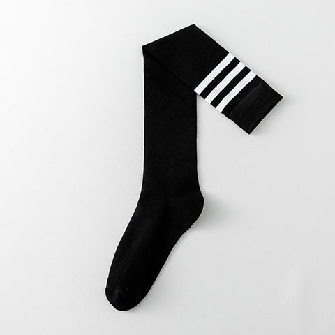 Wholesale College style three bar striped high knee socks