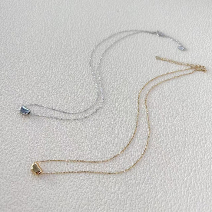 Wholesale New silver lucky bean necklace, simple, personalized, versatile, niche collarbone chain