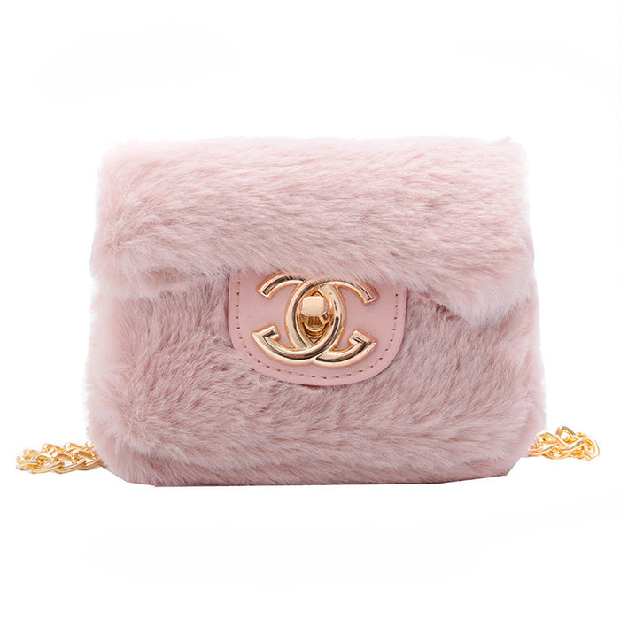 Wholesale Plush small square bag, stylish chain crossbody bag